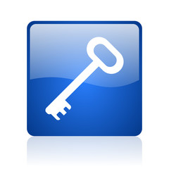 key blue square web glossy icon