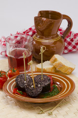 Spanish Cuisine. Morcilla de Burgos. Black Pudding.