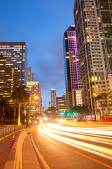 City of Miami Florida, traffic moving through downtown