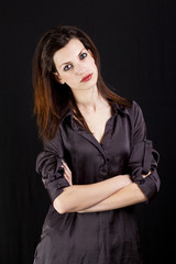 studio portrait of sad girl