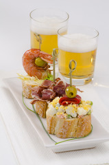 Spanish Cuisine. Tapas. Tray of montaditos.
