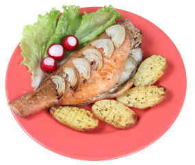 Fried fish and vegetables