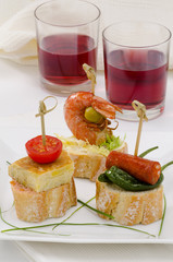 Spanish Cuisine. Tapas. Tray of montaditos.