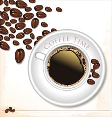 Coffee cup and beans