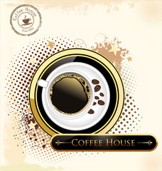 Coffee house - elegant label vector illustration