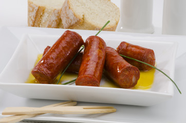 Spanish Cuisune. Spicy sausage. Chistorra.