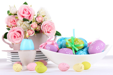 Place setting for Easter isolated on white