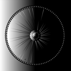 Bike wheel on abstract background