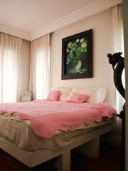 Double bedroom with lotuses painting decoration