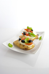 bruschetta over white background