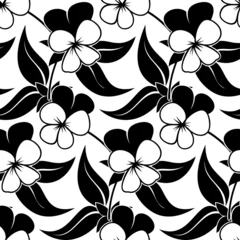 Papier Peint photo autocollant Fleurs noir et blanc arrière-plan transparent isolé floral noir pensée