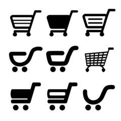 black simple shopping cart, trolley, item, button