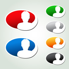 avatar icons, oval stickers - human, user, member