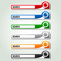 search buttons, stickers with magnifier symbol