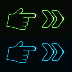 web neon pointer - arrow, hand - EPS 10