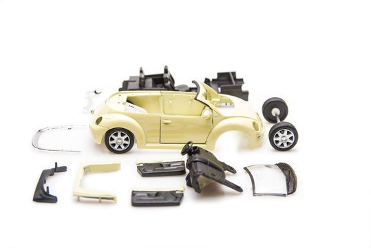 Bright image of toy car parts isolated