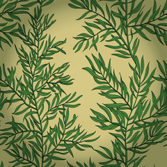 Seamless vintage background with green rosemary. Eps10