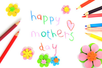 Happy mothers day card made by a child.