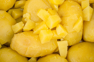 Cut potatoes used as background
