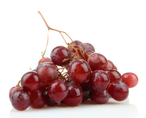 ripe sweet grapes isolated on white.