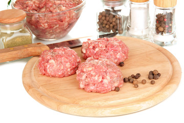 Raw meatballs with spices