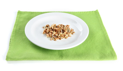 Wheat germs on plate isolated on white