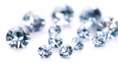 Beautiful shining crystals (diamonds), isolated on white