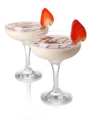 Fruit smoothies isolated on white