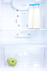 Open refrigerator with diet food