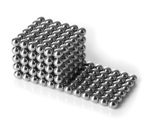 Metal balls of neocube (toy), isolated on white