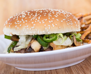 cheese and mushroom burger