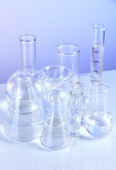 Test tubes on blue background