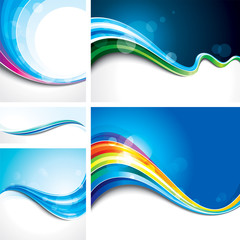 Collection of abstract wave design background.