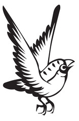 bird on the white background for coloring