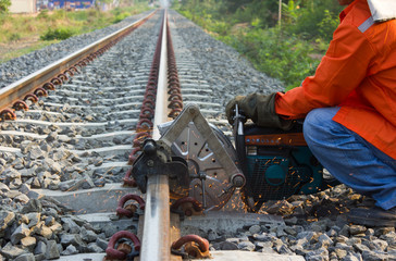 Workers were cutting tracks for maintenance.