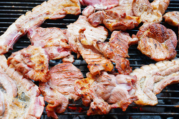 pork steak on the grill