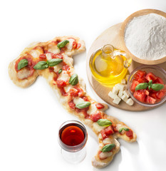 Pizza in the shape of Italy