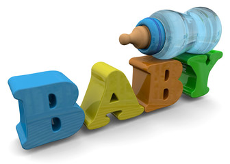 Fototapeta premium BABY BOOTLES - 3D