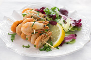 roasted shrimps skewers