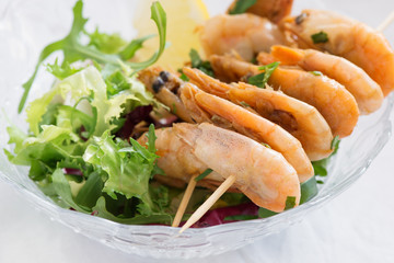 roasted shrimps skewers