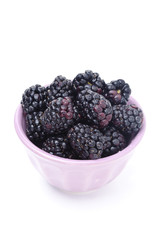 bowl of fresh blackberries isolated on white