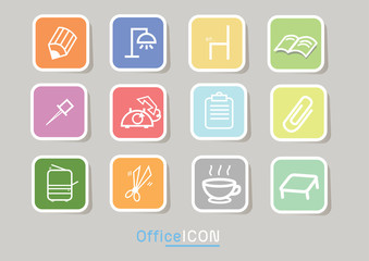 Square file labels icon set