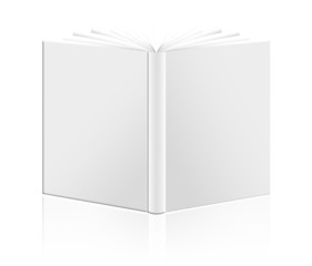 close up of a blank white book on white background