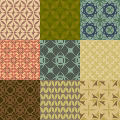 Set of vector geometric seamless patters