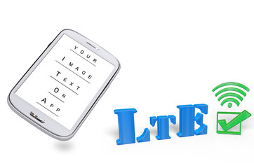 3D Handy mit LTE schrift
