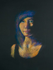 pencil portrait of woman in the dark - 51466514