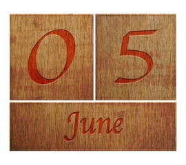 Wooden calendar June 5.