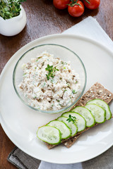 Smoked mackerel pate and  crisp bread with cucumber