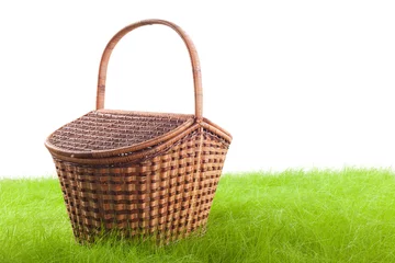 Fotobehang Picnic basket on the grass © andreysafonov