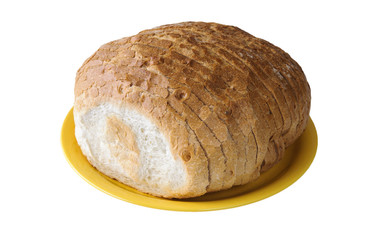 Cutted white bread on the yellow plate